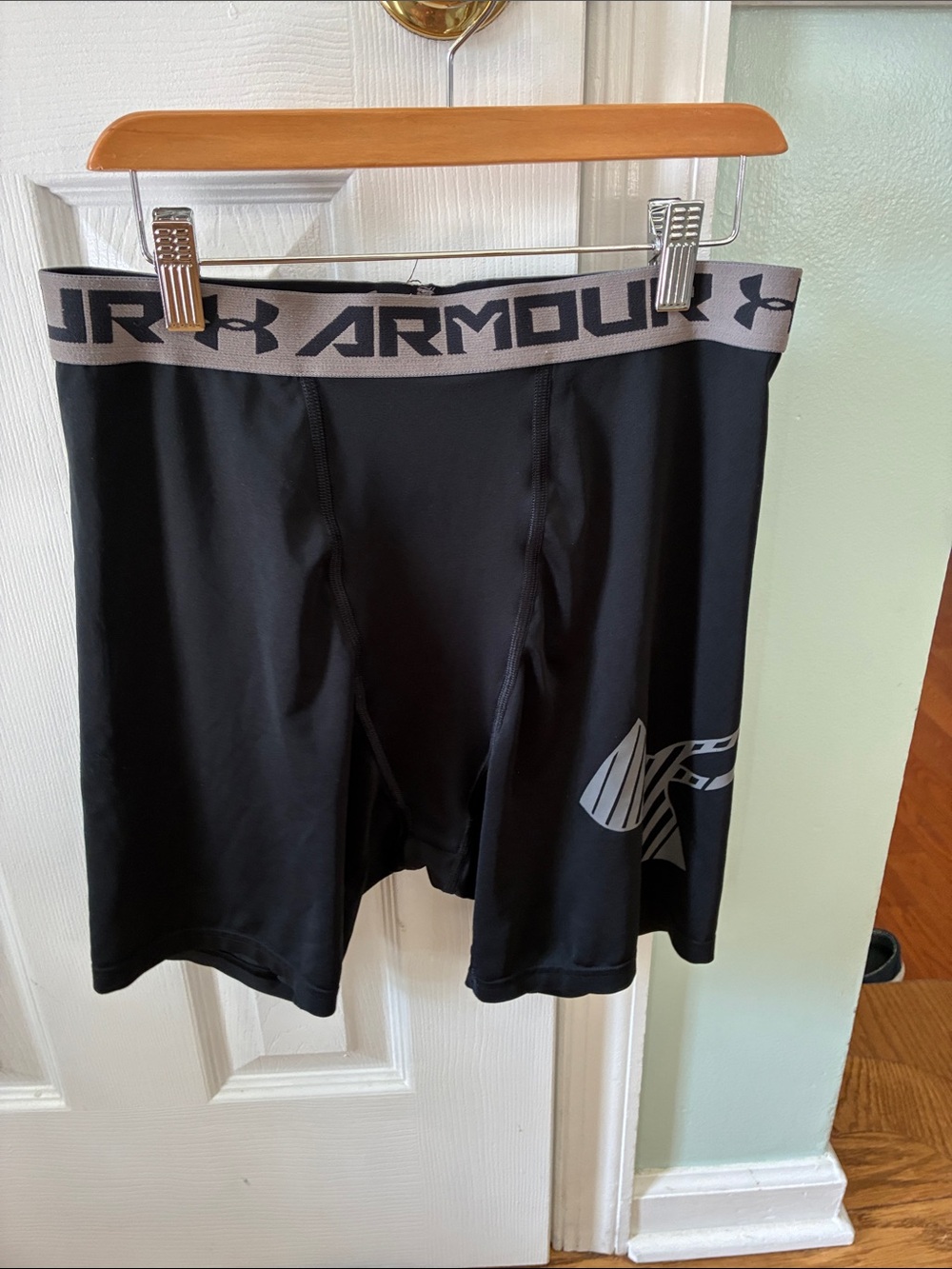 Youth Under Armour Black Boxer Briefs with Gray Branded Waistband